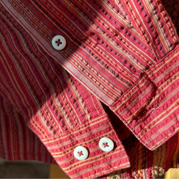 Beautiful Patagonia Textured Button-Up Long-Sleeve Red Shirt. Men’s XL - Picture 4 of 7